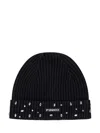Pinko Ribbed Cap Style With Crystals In Nero Limousine