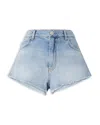 Pinko Light Frayed Denim Shorts In Light Wash