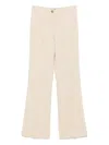 Pinko Flared Trousers With Front Button In Neutrals
