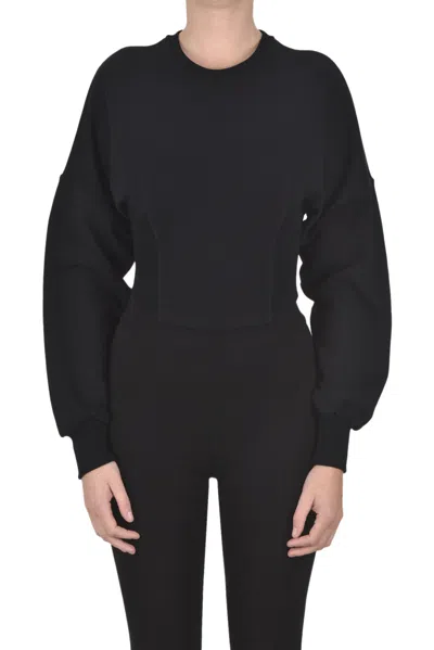 Pinko Sereno Cropped Sweatshirt In Black