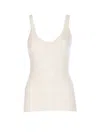 Pinko Crewneck Distressed Ribbed Sleeveless Stretch Top In White