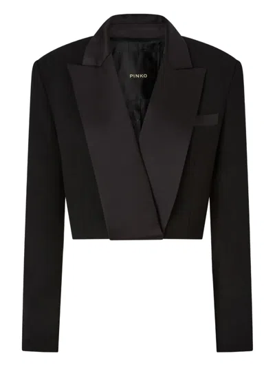 Pinko Shawl Lapel Cropped Jacket In Black
