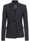Pinko Blazer Droit Noir En Twill De Laine In Black