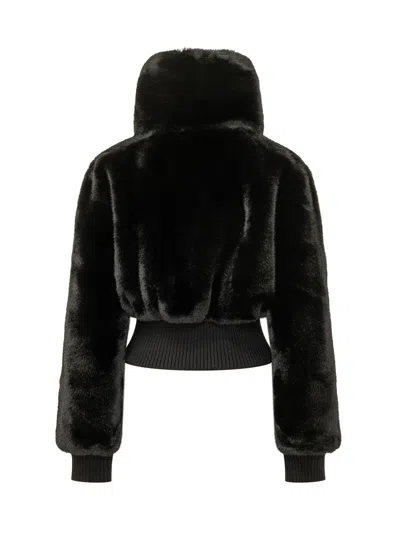 Pinko Shearling-lined Bomber Jacket In Nero Limousine