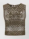 Pinko Top Sans Manches En Crochet Ajouré In Brown
