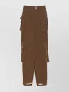 Pinko Transparent Georgette Cargo Pants In Green