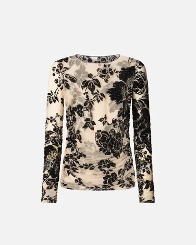 Pinko Sheer Flock-print Sweater In Multi