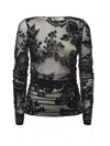 Pinko Sheer Flock-print Sweater In Black