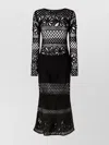 Pinko Unlined Black Mesh Dress With Long Sleeves In Black
