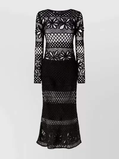Pinko Sheer Floral Lace Maxi Dress In Black