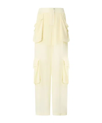Pinko Sheer Georgette Cargo Trousers In Yellow