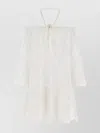 Pinko Sheer Halter Neck Flared Hem Dress