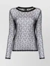 Pinko Sheer Lace Monogram Crew Neck T-shirt