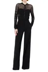 Pinko Sheer Long Sleeve Sweater With Button Detail And Elegant Fit In Black