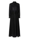 Pinko Sheer-panel Midi Dress In Black