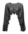 Pinko Sheer Ruffled Chiffon Sleeved Scarf In Gray
