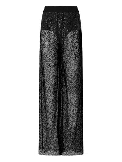 PINKO SHEER SEQUINNED WIDE-LEG TROUSERS