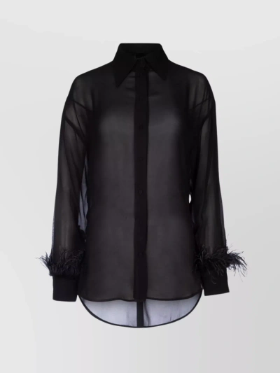 Pinko Feather-trim Georgette Shirt In Black