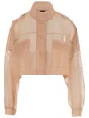 Pinko Semi-sheer Cropped Jacket In Pink
