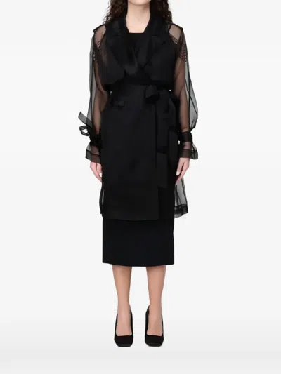 Pinko Sheer Trench Coat In Black