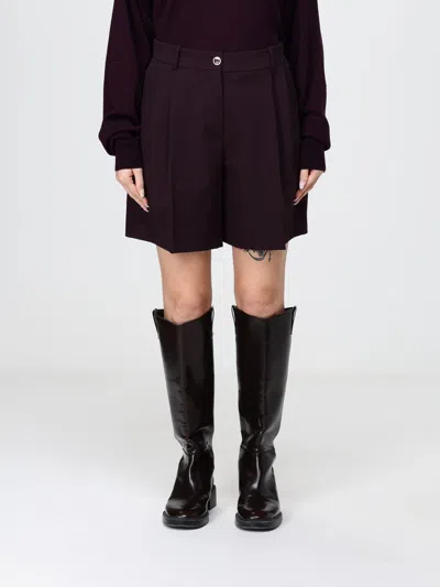 Pinko Shetana High-waisted Straight-leg Shorts In Viscose Blend In Burgundy