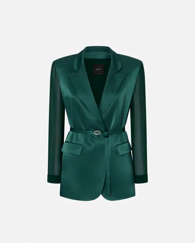 PINKO SHINY BLAZER WITH TRANSPARENT SLEEVES