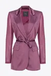 Pinko Shiny Blazer With Transparent Sleeves In Vin De Raisin
