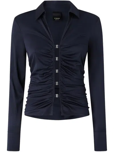 PINKO SHINY GATHERED-DETAIL BLOUSE