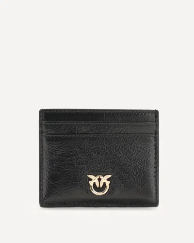 Pinko Shiny Leather Card Holder In Black