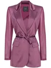 Pinko Shiny Blazer With Transparent Sleeves In Purple