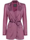 Pinko Shiny Blazer With Transparent Sleeves In Purple