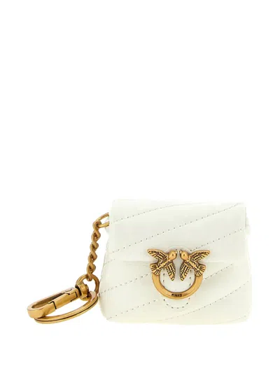 Pinko Shiny Quilted Leather Airpods Case In White