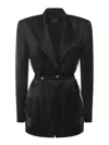 Pinko Shiny Satin Blazer In Black