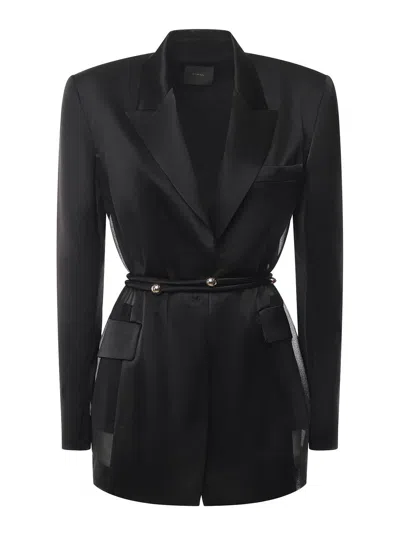 Pinko Shiny Satin Blazer In Black