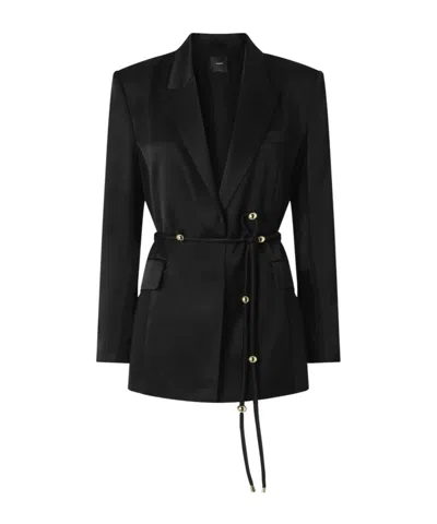PINKO SHINY SATIN BLAZER WITH BELT AND BOULE