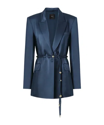 PINKO SHINY SATIN BLAZER WITH BELT AND BOULE