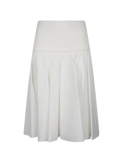Pinko Shirred Ruffled Midi Skirt In White