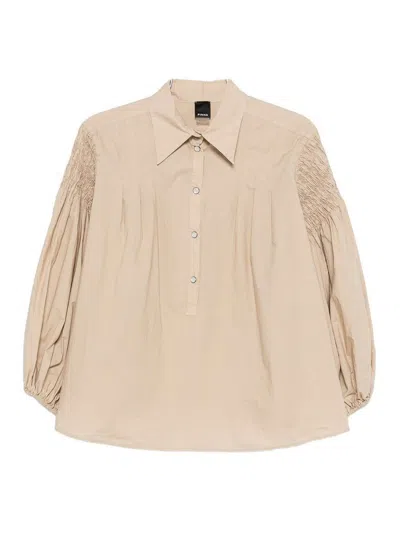 Pinko Shirt Bouquet Beige With Button Closure In Neutral