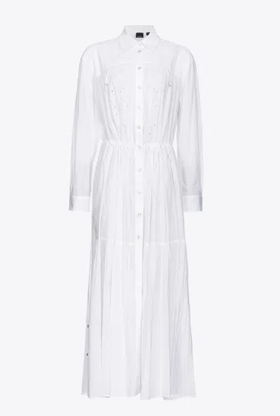 Pinko Shirt Dress With Rodeo Broderie Anglaise In Snow White