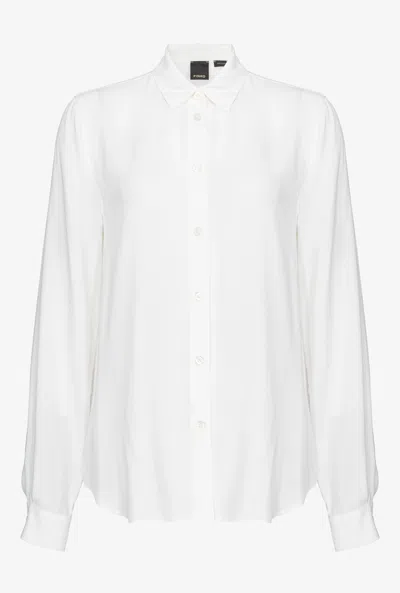 Pinko Shirt In Silk-blend Crepe De Chine In Blanc-glace À La Vanille