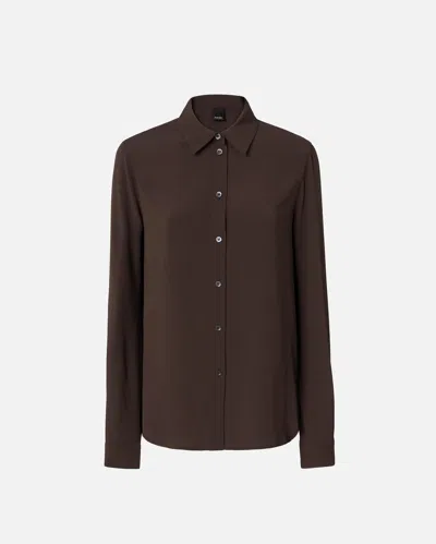 Pinko Shirt In Silk-blend Crepe De Chine In Brown-africa Earth