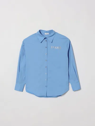 Pinko Shirt Kids Color Gnawed Blue