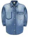 Pinko Chemise En Jean À Manches Trois-quarts In Lavaggio Medio Chiaro