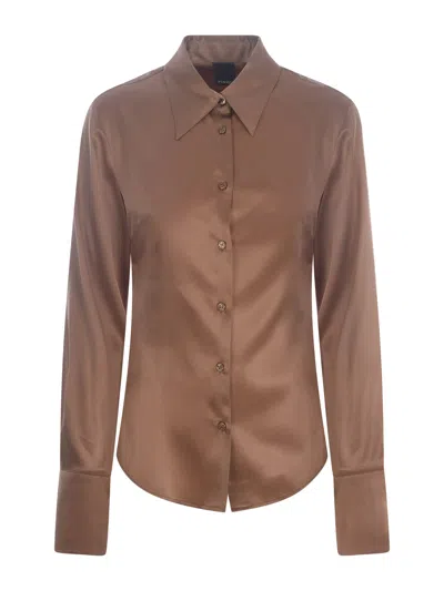 Pinko Chemise En Satin De Soie In Brown