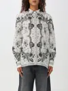 Pinko Denim Woman Shirt White Size 10 Cotton In Gray