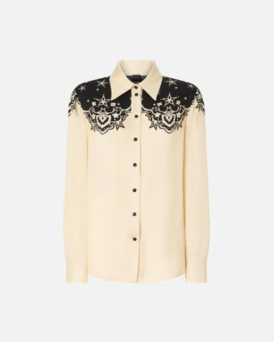 Pinko - Shirt With Placed Star Print - 44 In Yellow