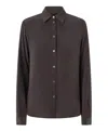 Pinko Button-down Silk Shirt In Brown