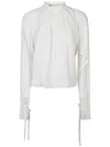 Pinko Flowing Blouse In Silk Blend In Bianco Gelato/vaniglia