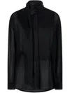 Pinko Flowing Black Viscose Shirt With Classic Collar In Black