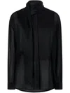 Pinko Flowing Black Viscose Shirt With Classic Collar In Black